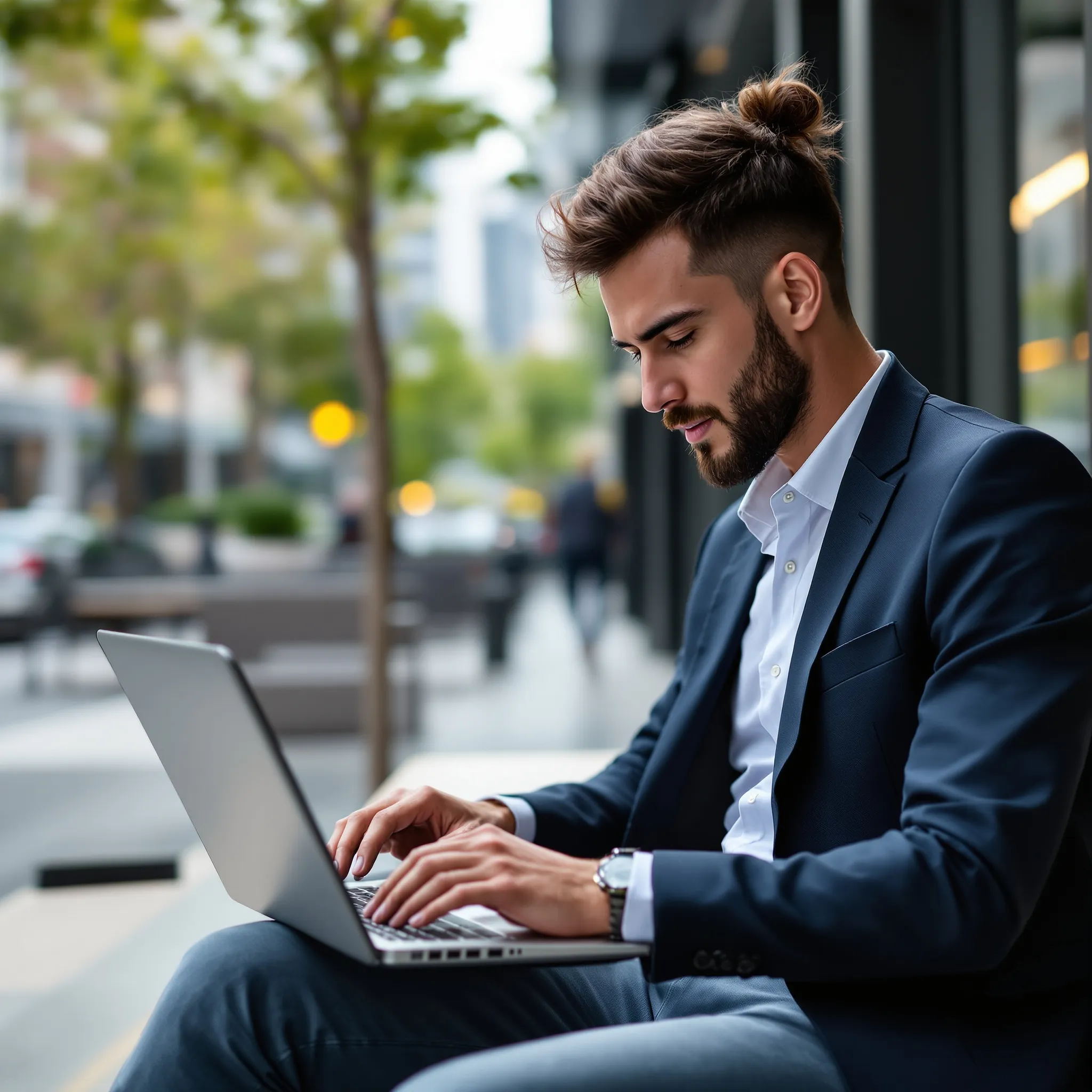 Collaborateur mobile travaillant en ville